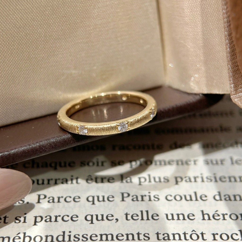 Italian Brushed Minimalist Luxury Moissanite Ring in 14K Gold Plated 925 Silver | Moisse & Silver Co. | #1 - Moisse & Silver Co.