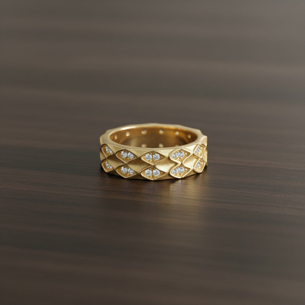 Italian Brushed Minimalist Moissanite Ring in 14K Gold Plated 925 Silver | Moisse & Silver Co. | #52 - Moisse & Silver Co.