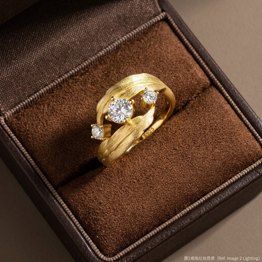 Artisan Crafted Moissanite Ring in 14K Gold Plated 925 Silver | Moisse & Silver Co. | #57 - Moisse & Silver Co.