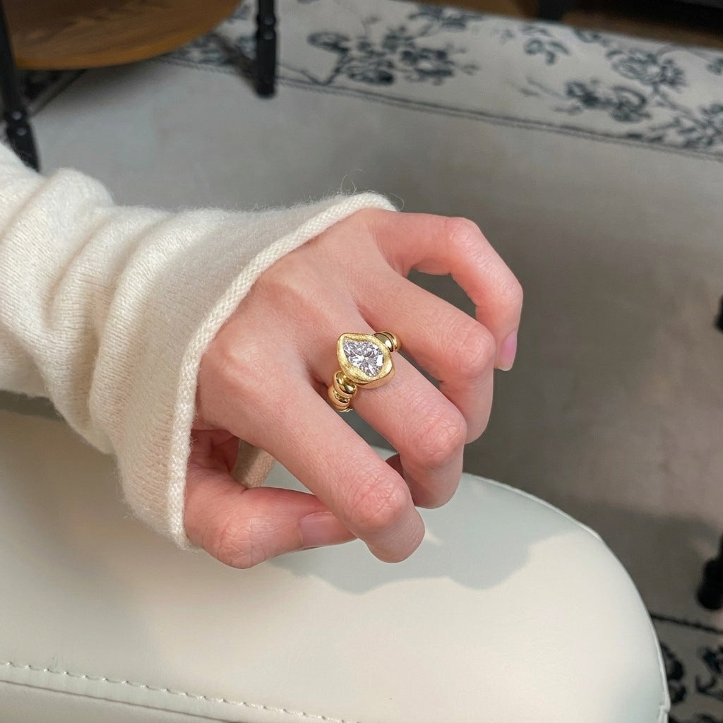 Italian Brushed Vintage Minimalist Moissanite Ring in 14K Gold Plated 925 Silver | Moisse & Silver Co. | #100 - Moisse & Silver Co.