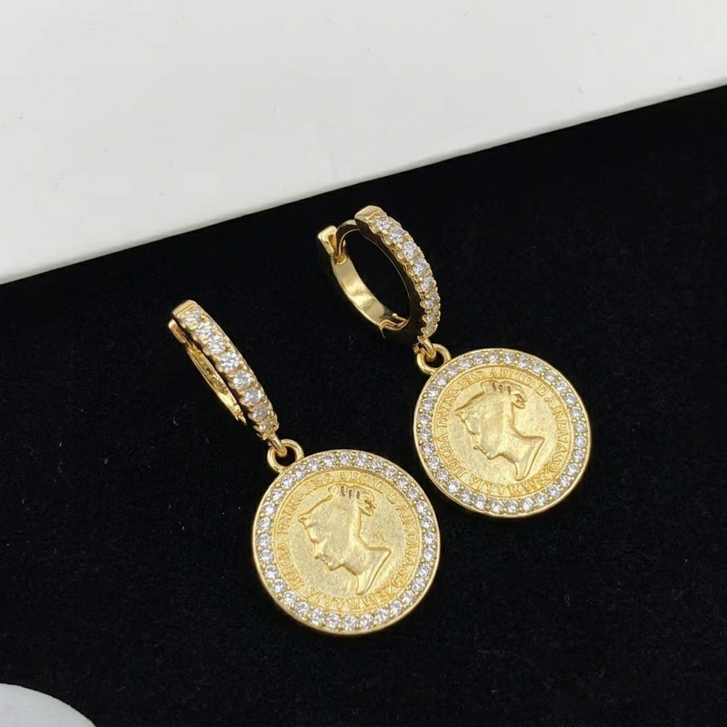 Italian Brushed Luxury Moissanite Earrings - 14K Gold Plated 925 Sterling Silver | MS-G124 in 14K Gold Plated 925 Silver | Moisse & Silver Co. - Moisse & Silver Co.
