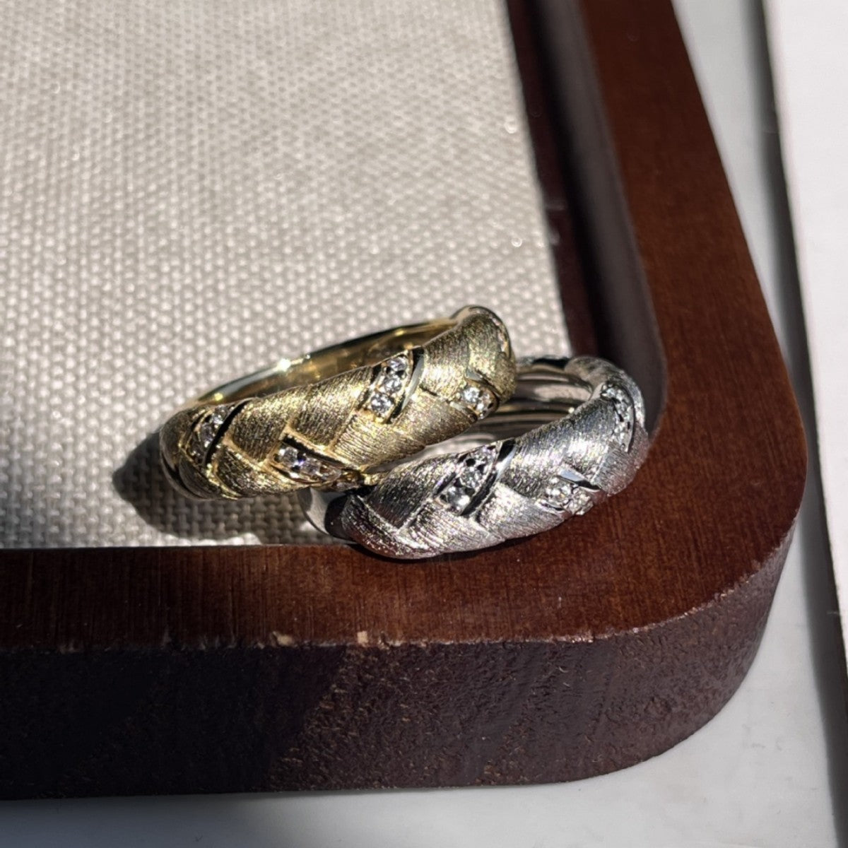 Italian Brushed Luxury Moissanite Ring in 14K Gold Plated 925 Silver | Moisse & Silver Co. | #150 - Moisse & Silver Co.