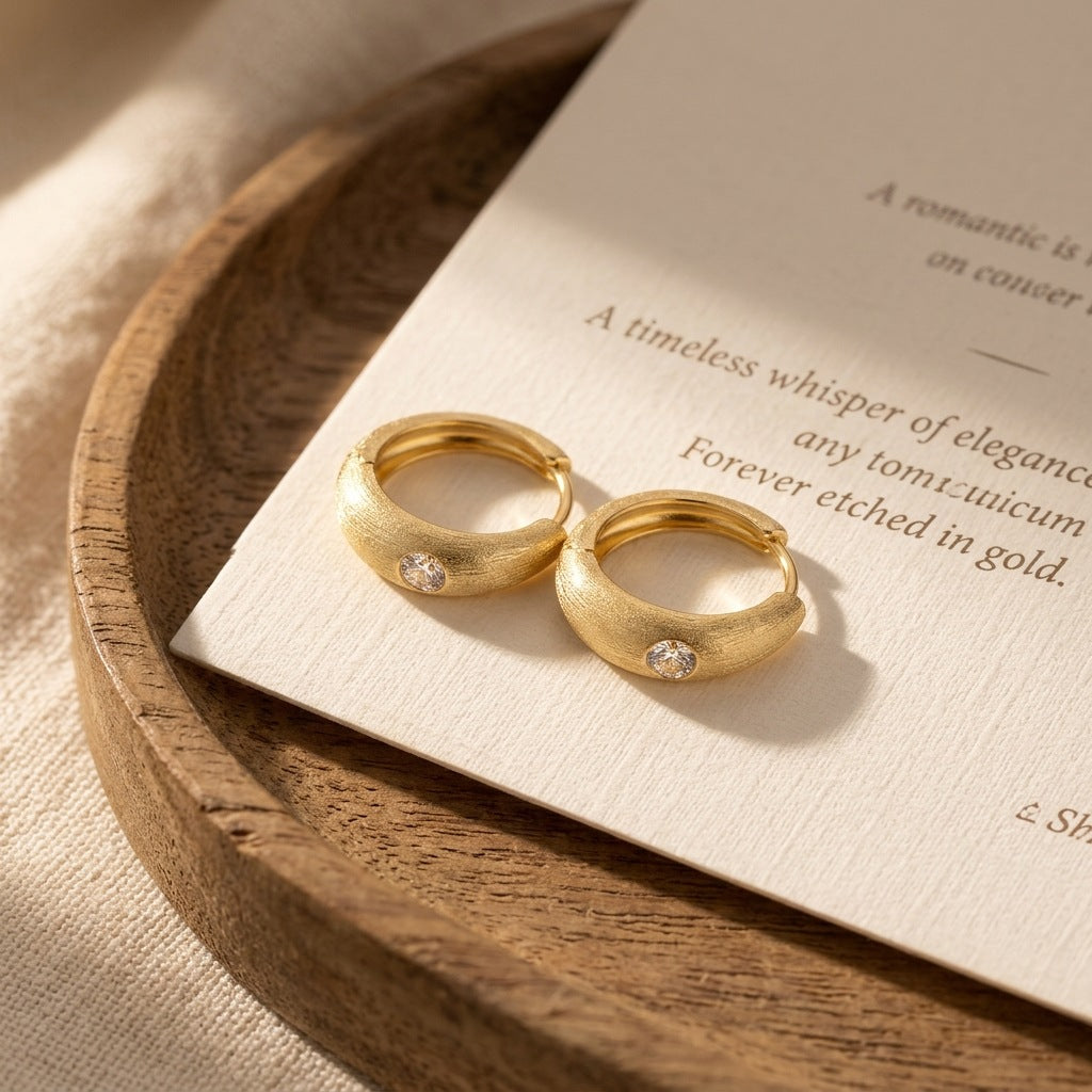 Italian Brushed Luxury Moissanite Earrings in 14K Gold Plated 925 Silver | Moisse & Silver Co. | #8 - Moisse & Silver Co.
