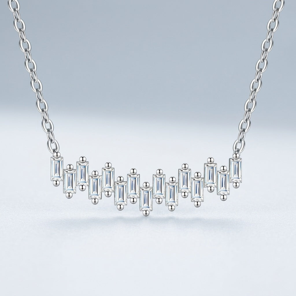 Minimalist S925 Silver Layering Necklace - Summer Chic Choker 15pcs Moissanite - Moisse & Silver Co.