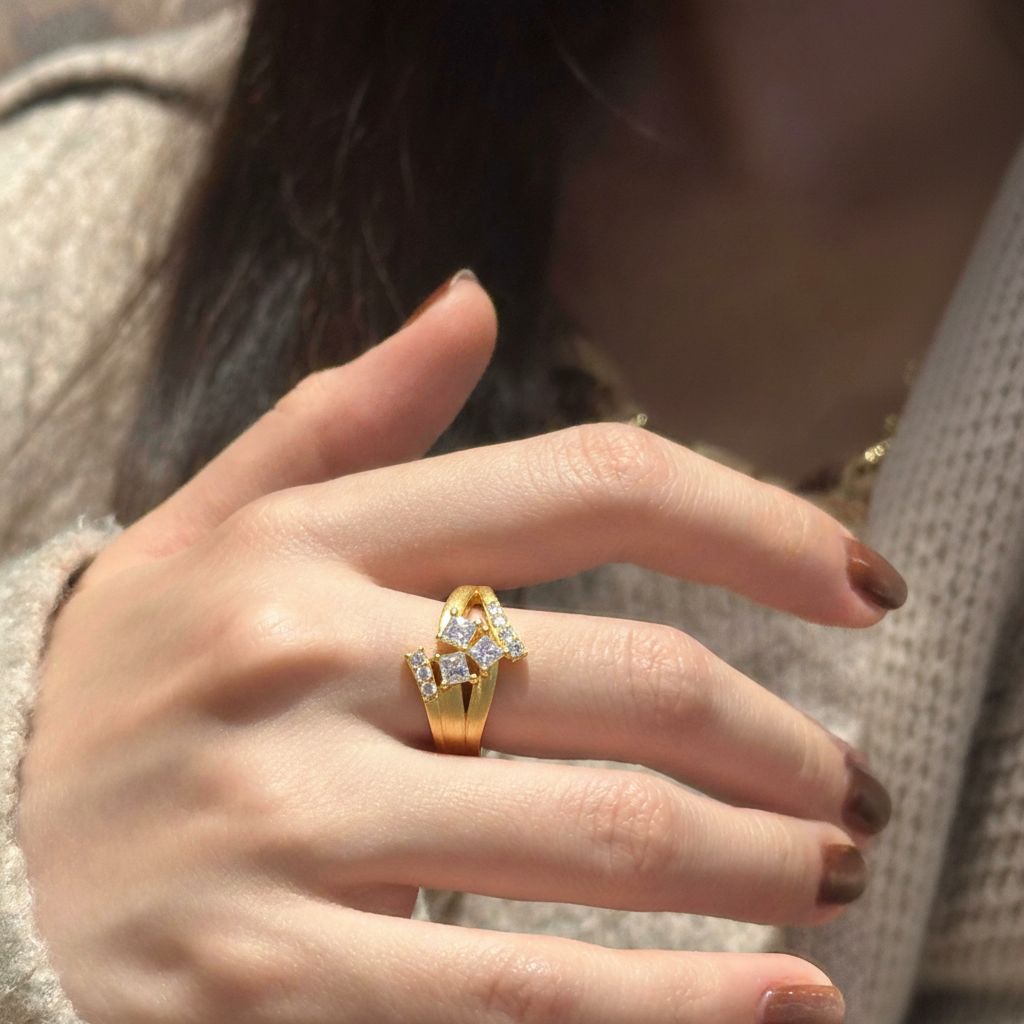 Italian Brushed Luxury Radiant Cut Moissanite Ring in 14K Gold Plated 925 Silver | Moisse & Silver Co. | #63 - Moisse & Silver Co.