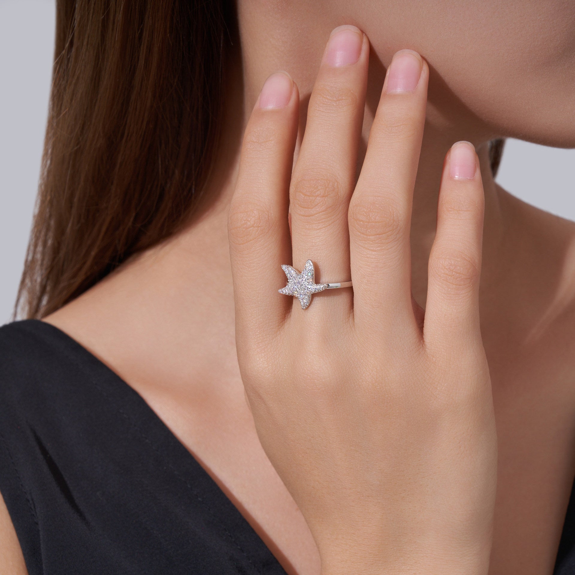 Trendy Moissanite Starfish Ring - S925 Sterling Silver Luxury Band - Moisse & Silver Co.