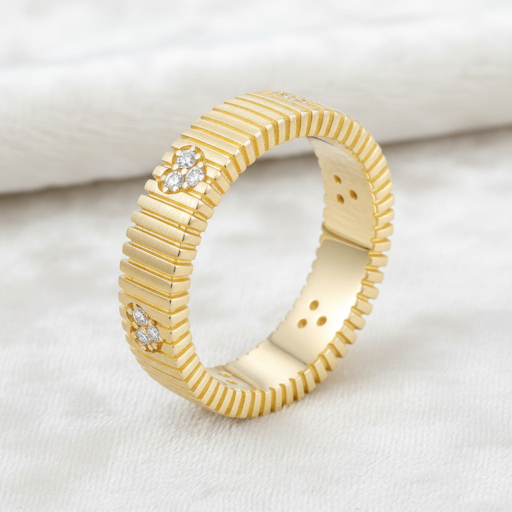 Italian Brushed Luxury Radiant Cut Moissanite Ring in 14K Gold Plated 925 Silver | Moisse & Silver Co. | #63 - Moisse & Silver Co.
