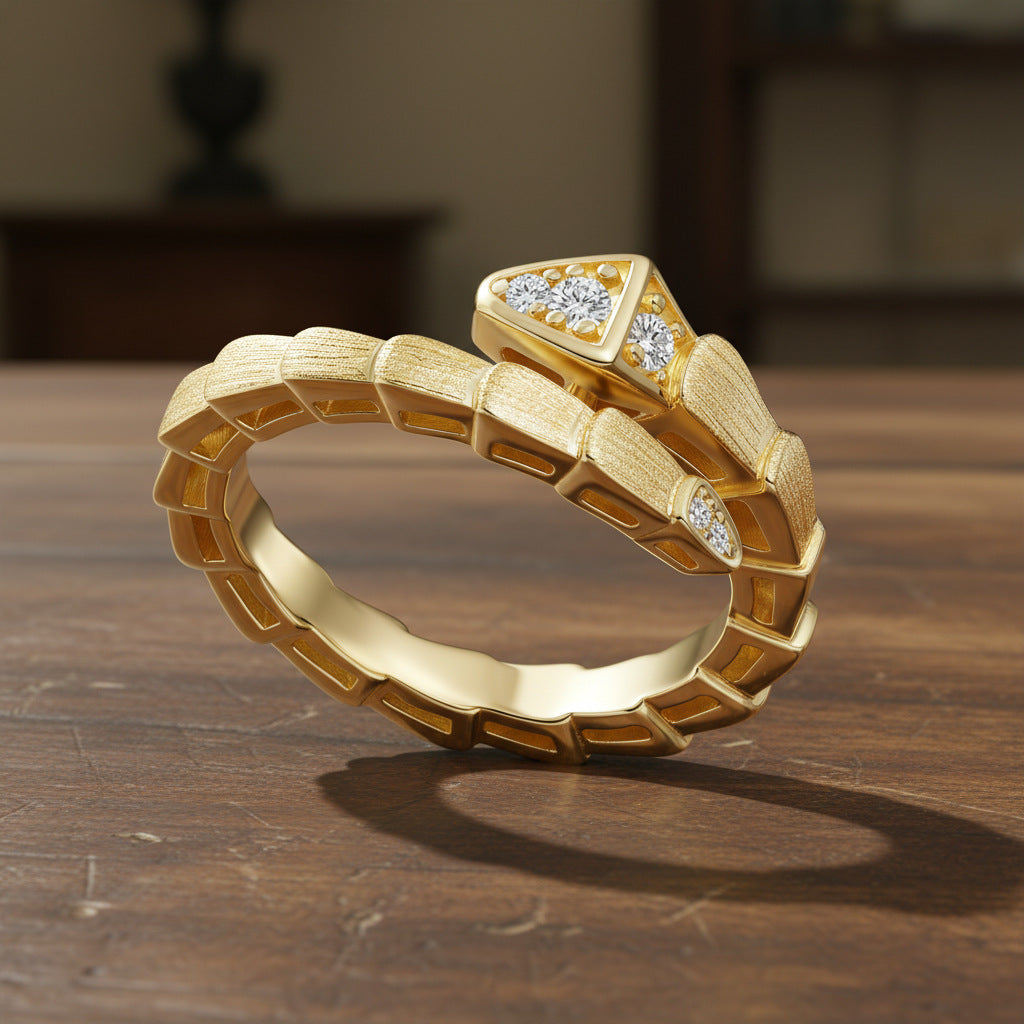 Italian Brushed Vintage Luxury Moissanite Ring in 14K Gold Plated 925 Silver | Moisse & Silver Co. | #18 - Moisse & Silver Co.