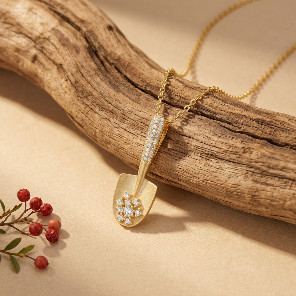Vintage Moissanite Necklace - 925 Silver 14K Gold Plated #30 - Moisse & Silver Co.