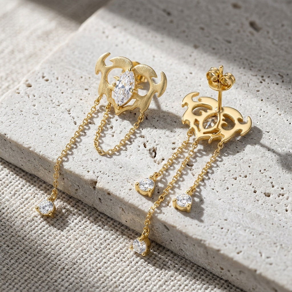 Italian Brushed Luxury Moissanite Earrings - 14K Gold Plated 925 Sterling Silver | MS-G101 in 14K Gold Plated 925 Silver | Moisse & Silver Co. - Moisse & Silver Co.