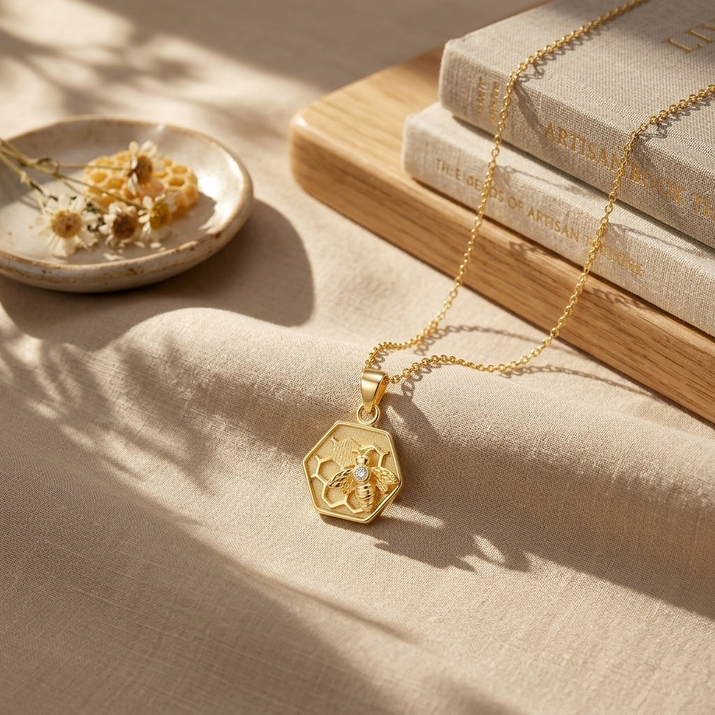 Italian Brushed Minimalist Luxury Moissanite Necklace in 14K Gold Plated 925 Silver | Moisse & Silver Co. | #104 - Moisse & Silver Co.