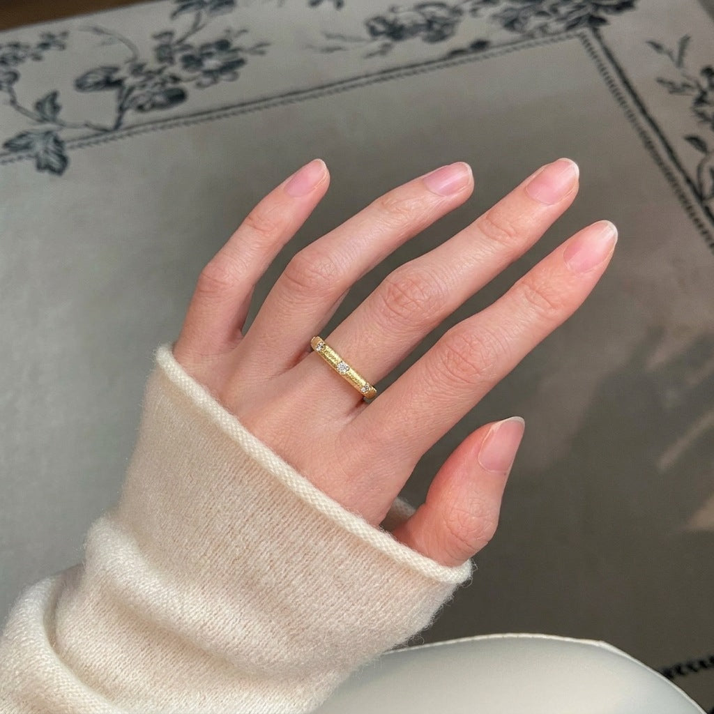 Italian Brushed Minimalist Luxury Moissanite Ring in 14K Gold Plated 925 Silver | Moisse & Silver Co. | #1 - Moisse & Silver Co.