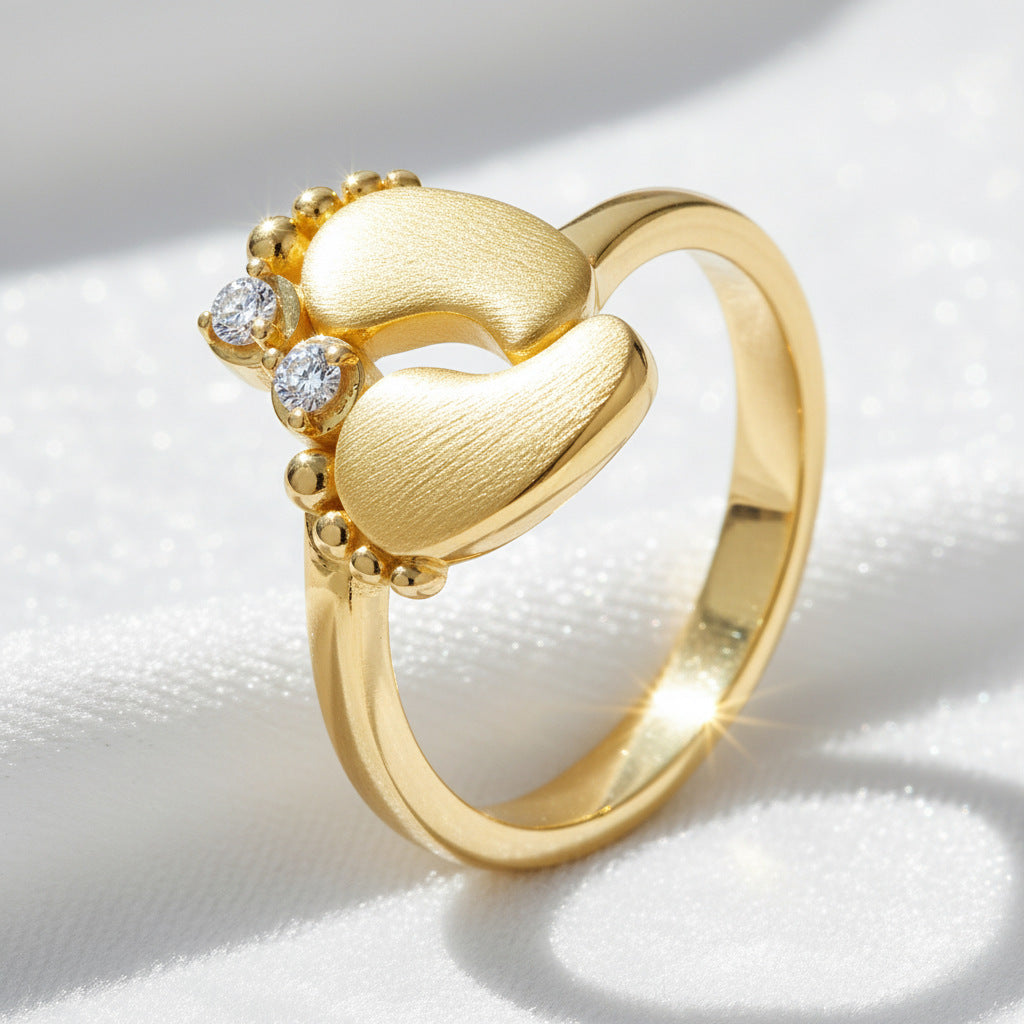Italian Brushed Minimalist Moissanite Ring in 14K Gold Plated 925 Silver | Moisse & Silver Co. | #61 - Moisse & Silver Co.