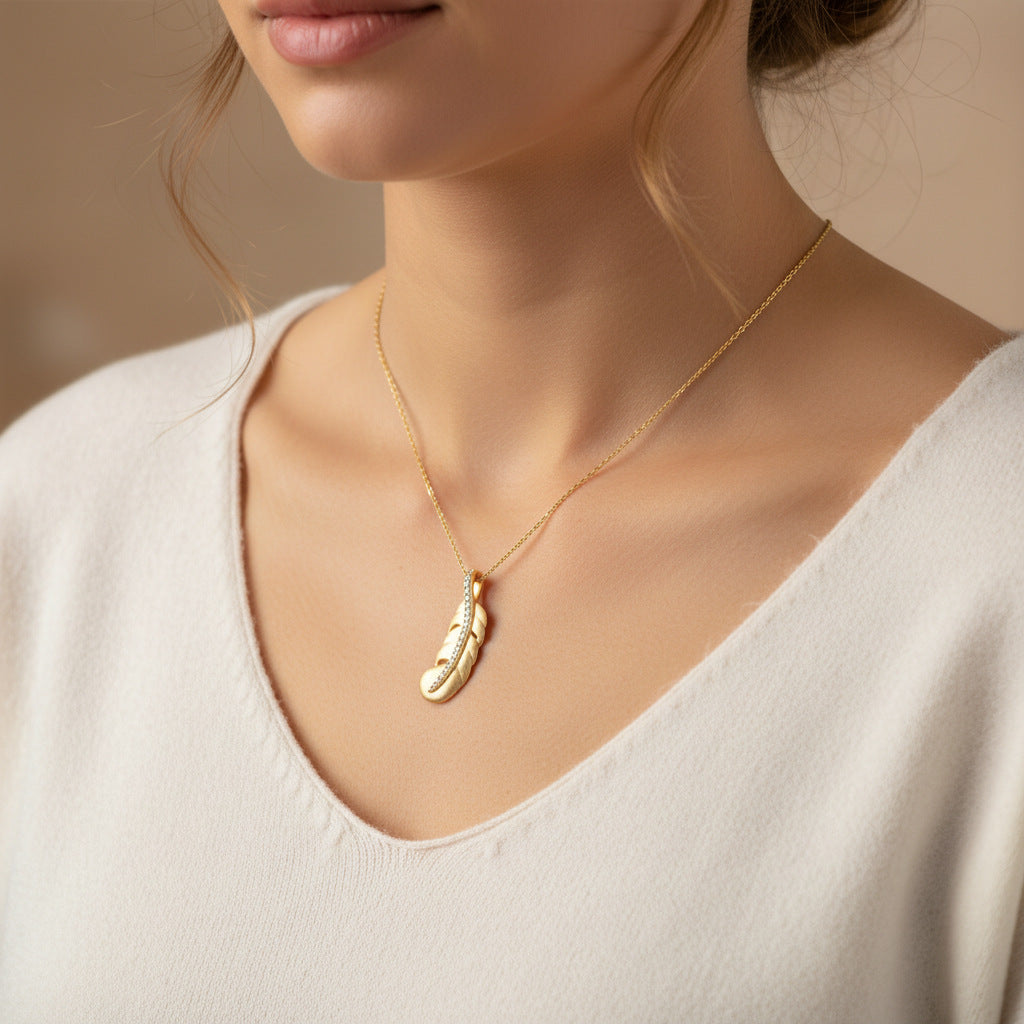 Italian Brushed Minimalist Luxury Moissanite Necklace in 14K Gold Plated 925 Silver | Moisse & Silver Co. | #135 - Moisse & Silver Co.