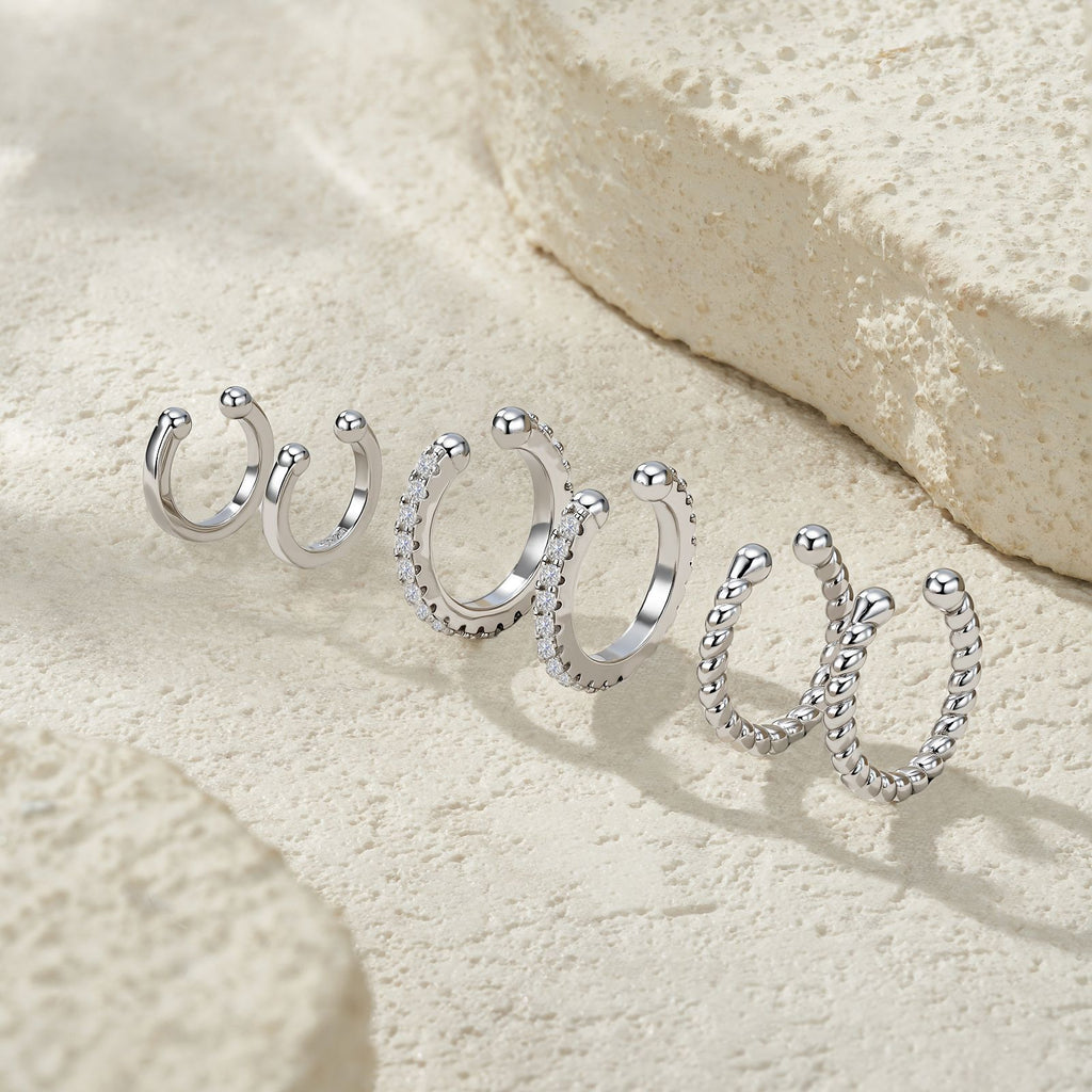 C-Shape Ear Bone Clip Set - S925 Silver Non-Piercing Earrings - Moisse & Silver Co.