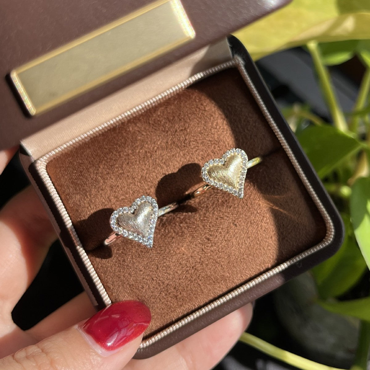 Italian Brushed Vintage Luxury Heart Moissanite Ring in 14K Gold Plated 925 Silver | Moisse & Silver Co. | #75 - Moisse & Silver Co.