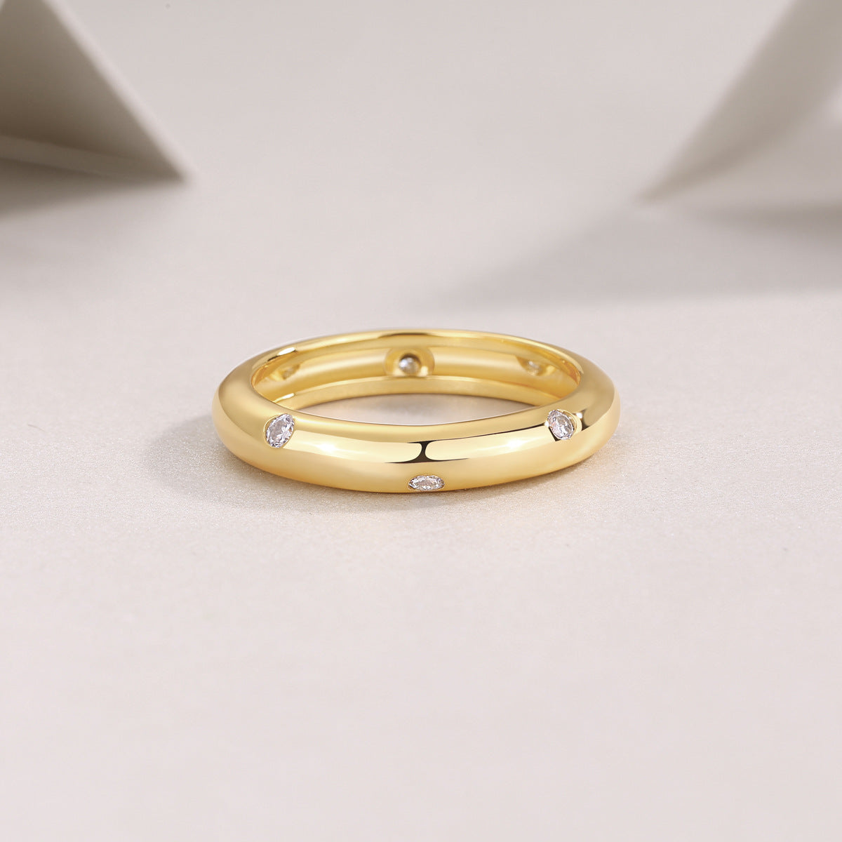 INS Gold Moissanite Ring - 925 Silver 18K Gold Plated #4 - Moisse & Silver Co.