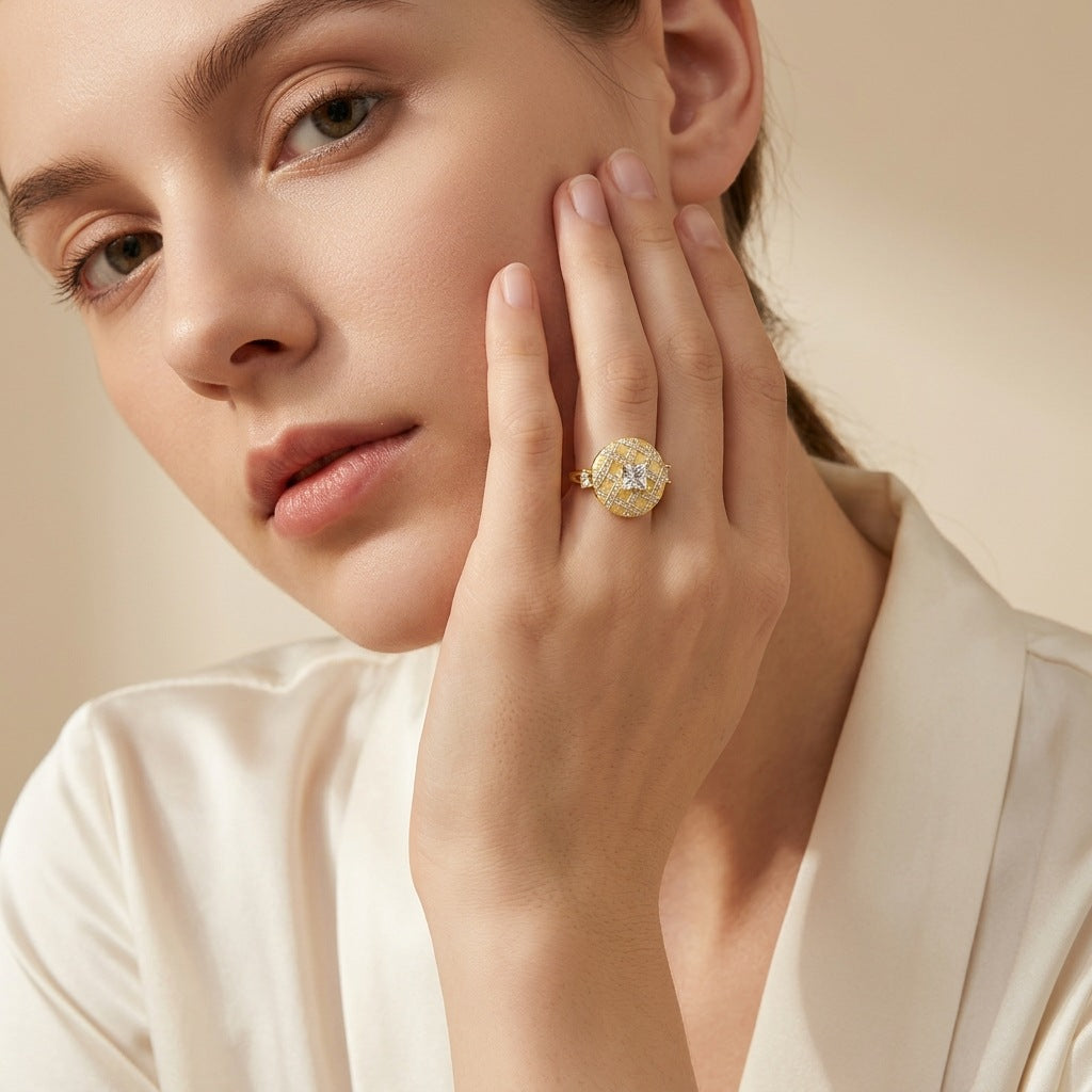 Italian Brushed Minimalist Luxury Moissanite Necklace in 14K Gold Plated 925 Silver | Moisse & Silver Co. | #50 - Moisse & Silver Co.