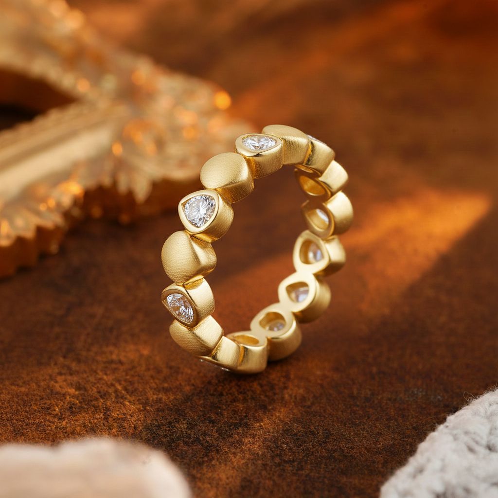 Italian Brushed Pear Cut Moissanite Ring in 14K Gold Plated 925 Silver | Moisse & Silver Co. | #65 - Moisse & Silver Co.