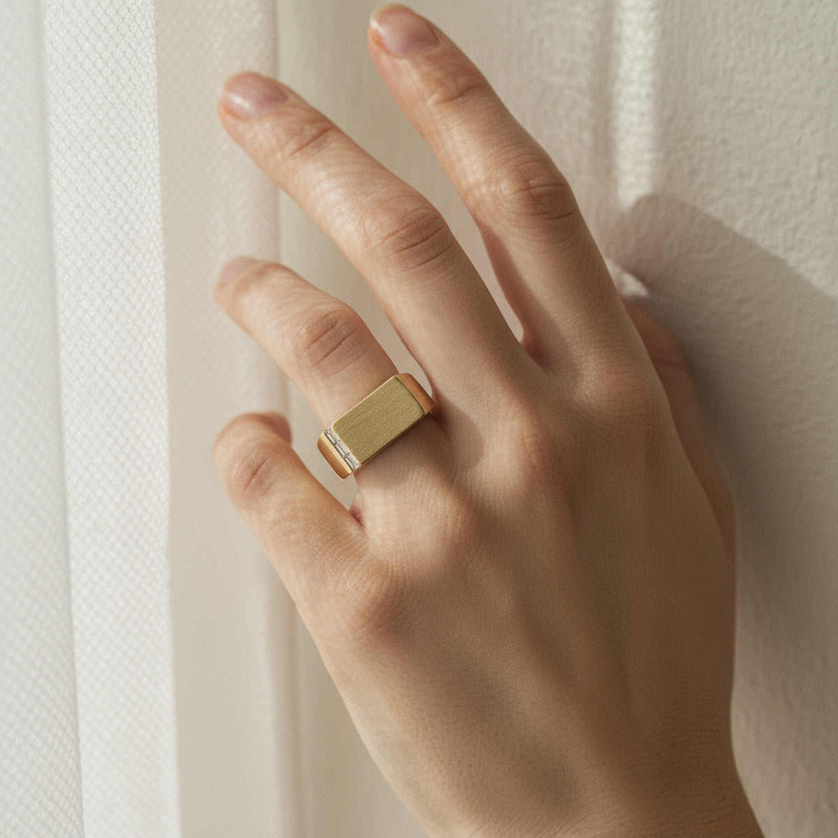 Italian Brushed Radiant Cut Moissanite Ring in 14K Gold Plated 925 Silver | Moisse & Silver Co. | #72 - Moisse & Silver Co.