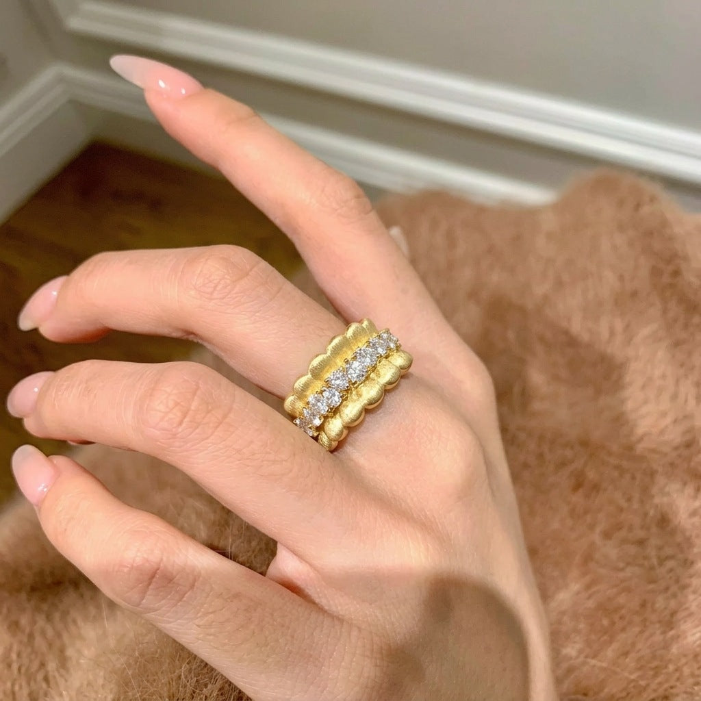 Italian Brushed Luxury Pear Cut Moissanite Ring in 14K Gold Plated 925 Silver | Moisse & Silver Co. | #59 - Moisse & Silver Co.