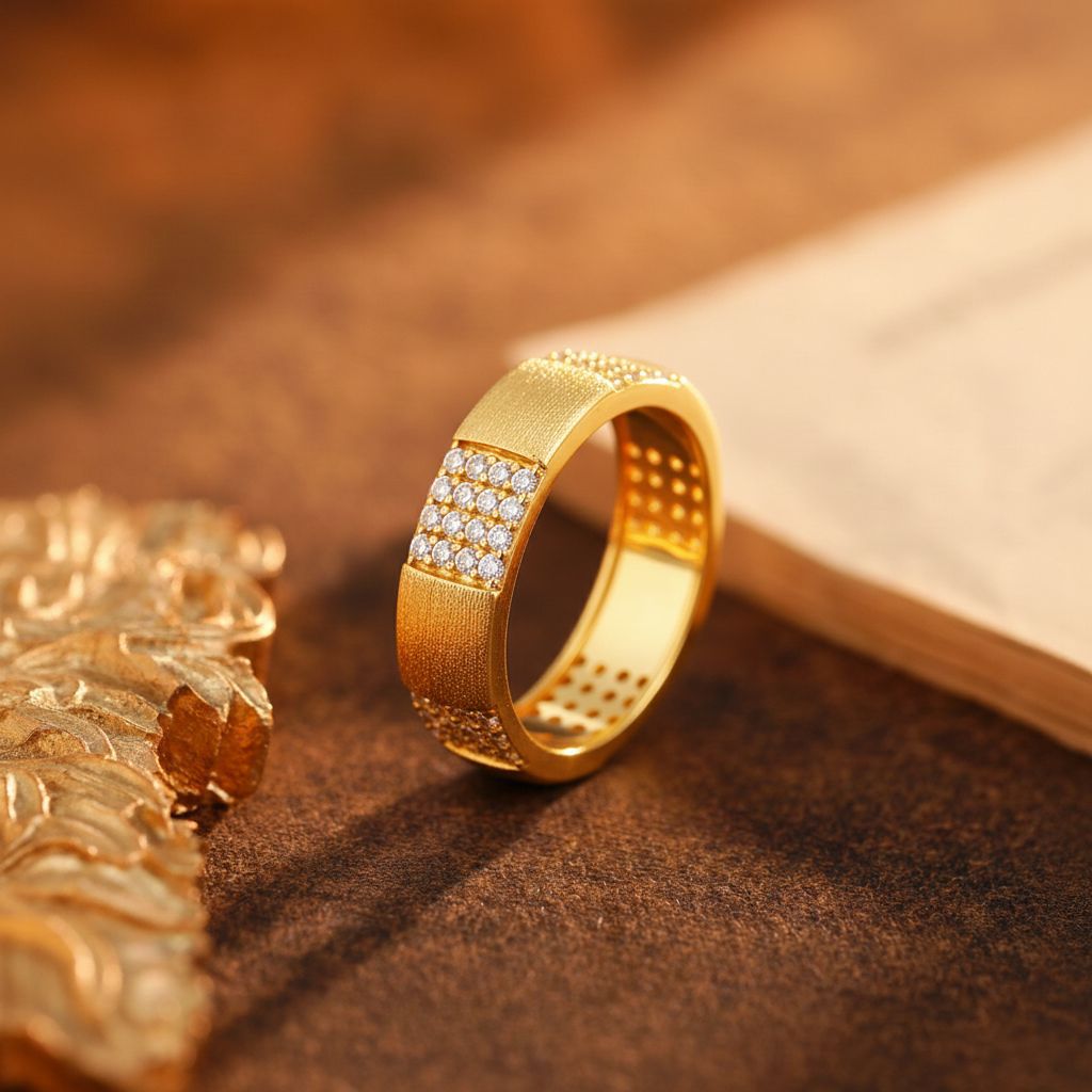 Italian Brushed Minimalist Moissanite Ring in 14K Gold Plated 925 Silver | Moisse & Silver Co. | #82 - Moisse & Silver Co.