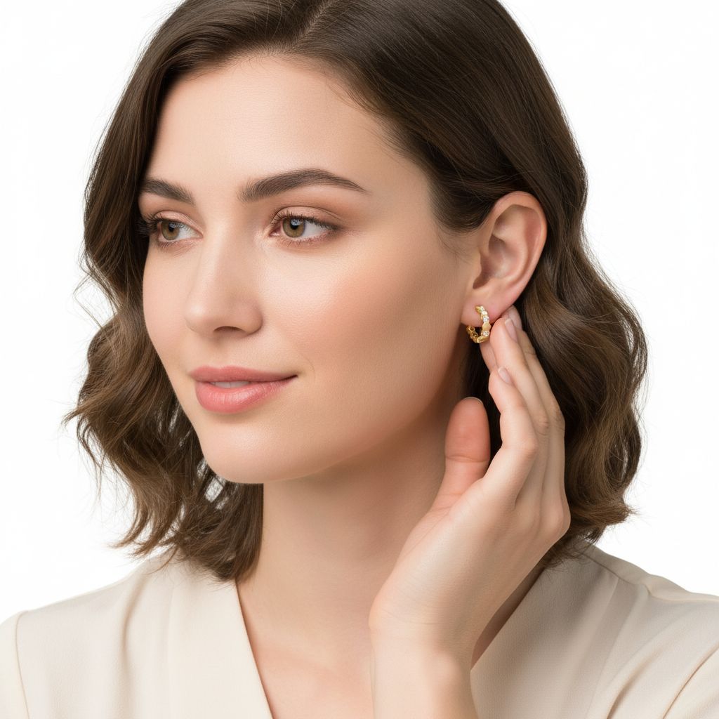 Italian Brushed Moissanite Earrings - 14K Gold Plated 925 Sterling Silver | MS-G28 in 14K Gold Plated 925 Silver | Moisse & Silver Co. - Moisse & Silver Co.