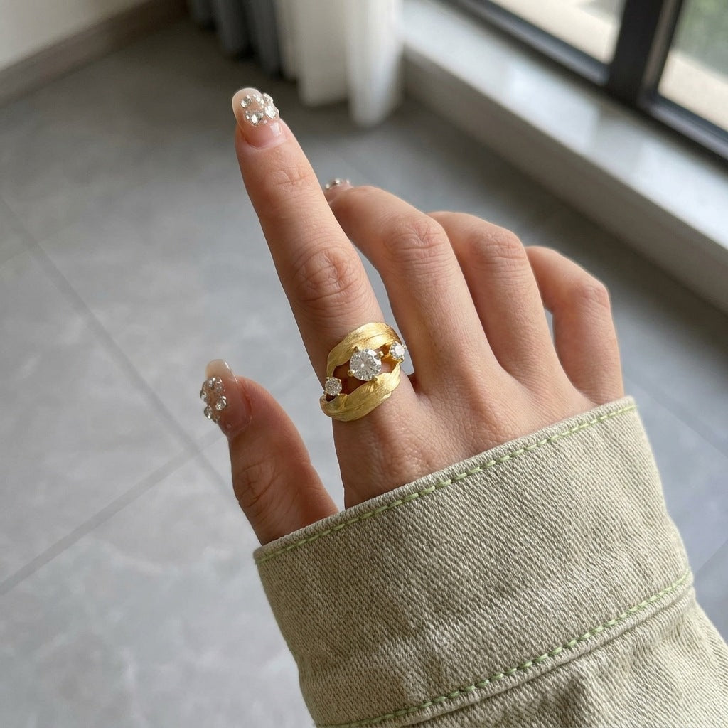 Artisan Crafted Moissanite Ring in 14K Gold Plated 925 Silver | Moisse & Silver Co. | #57 - Moisse & Silver Co.
