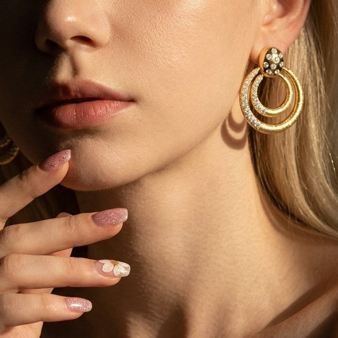 Italian Brushed Moissanite Earrings - 14K Gold Plated 925 Sterling Silver | MS-G98 in 14K Gold Plated 925 Silver | Moisse & Silver Co. - Moisse & Silver Co.
