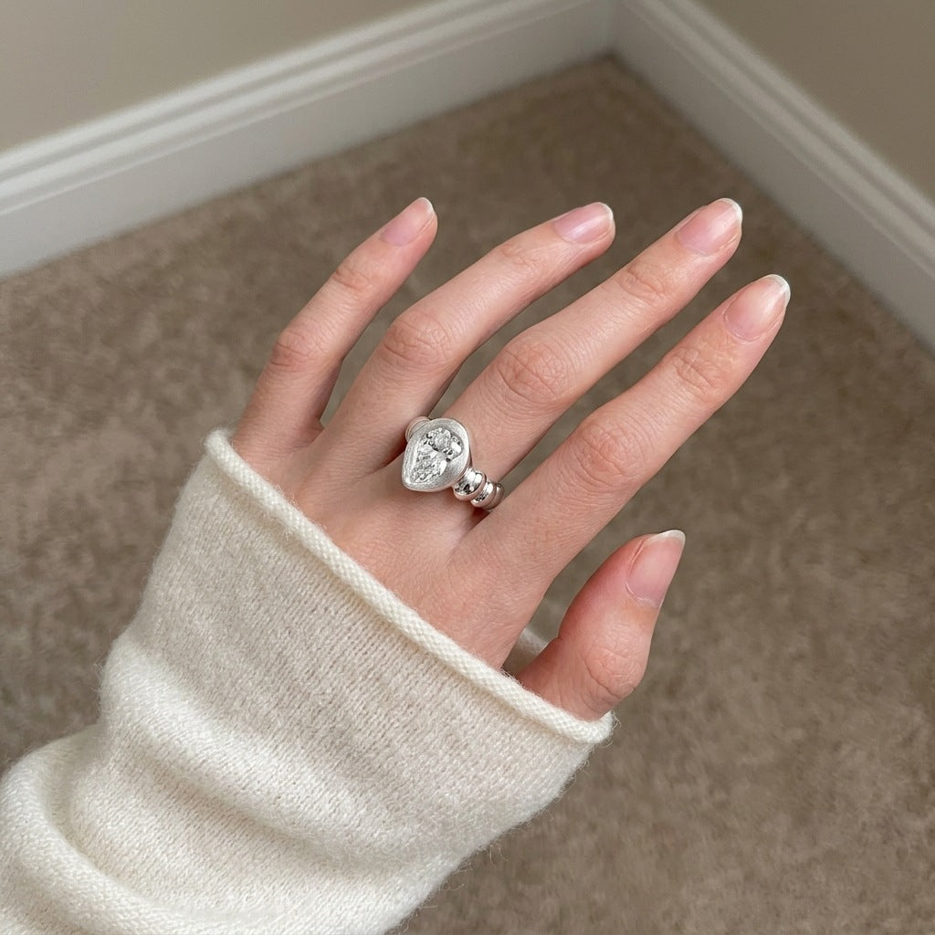 Italian Brushed Vintage Minimalist Moissanite Ring in 14K Gold Plated 925 Silver | Moisse & Silver Co. | #100 - Moisse & Silver Co.