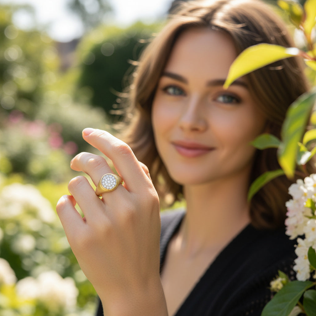 Classic Italian Brushed Solitaire Moissanite Ring in 14K Gold Plated 925 Silver | Moisse & Silver Co. - Moisse & Silver Co.
