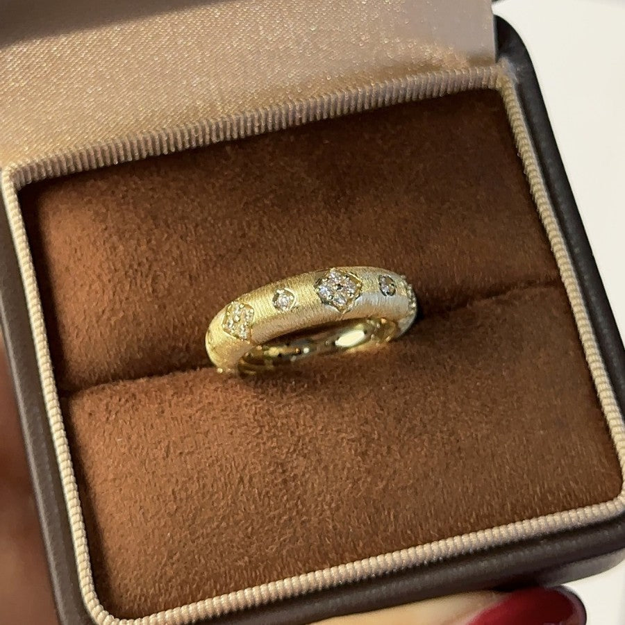 Italian Brushed Minimalist Luxury Moissanite Ring in 14K Gold Plated 925 Silver | Moisse & Silver Co. | #13 - Moisse & Silver Co.