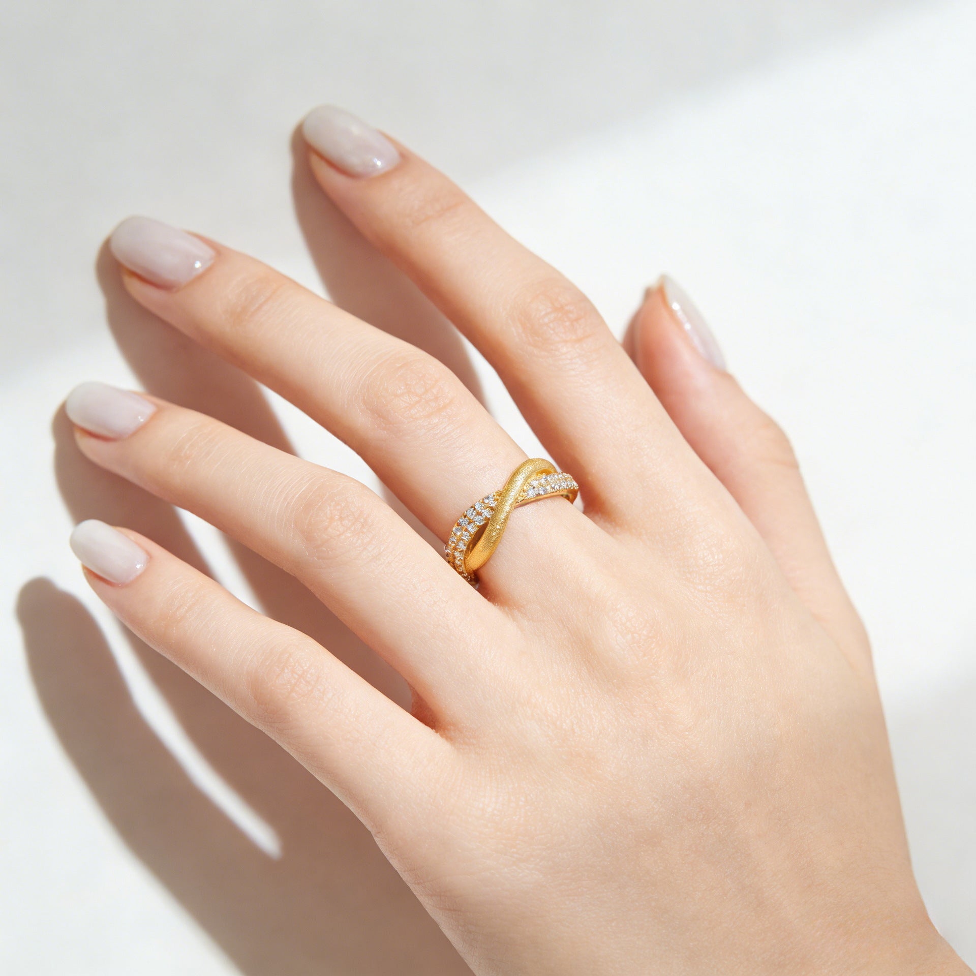 Italian Brushed Moissanite Ring in 14K Gold Plated 925 Silver | Moisse & Silver Co. | #14 - Moisse & Silver Co.