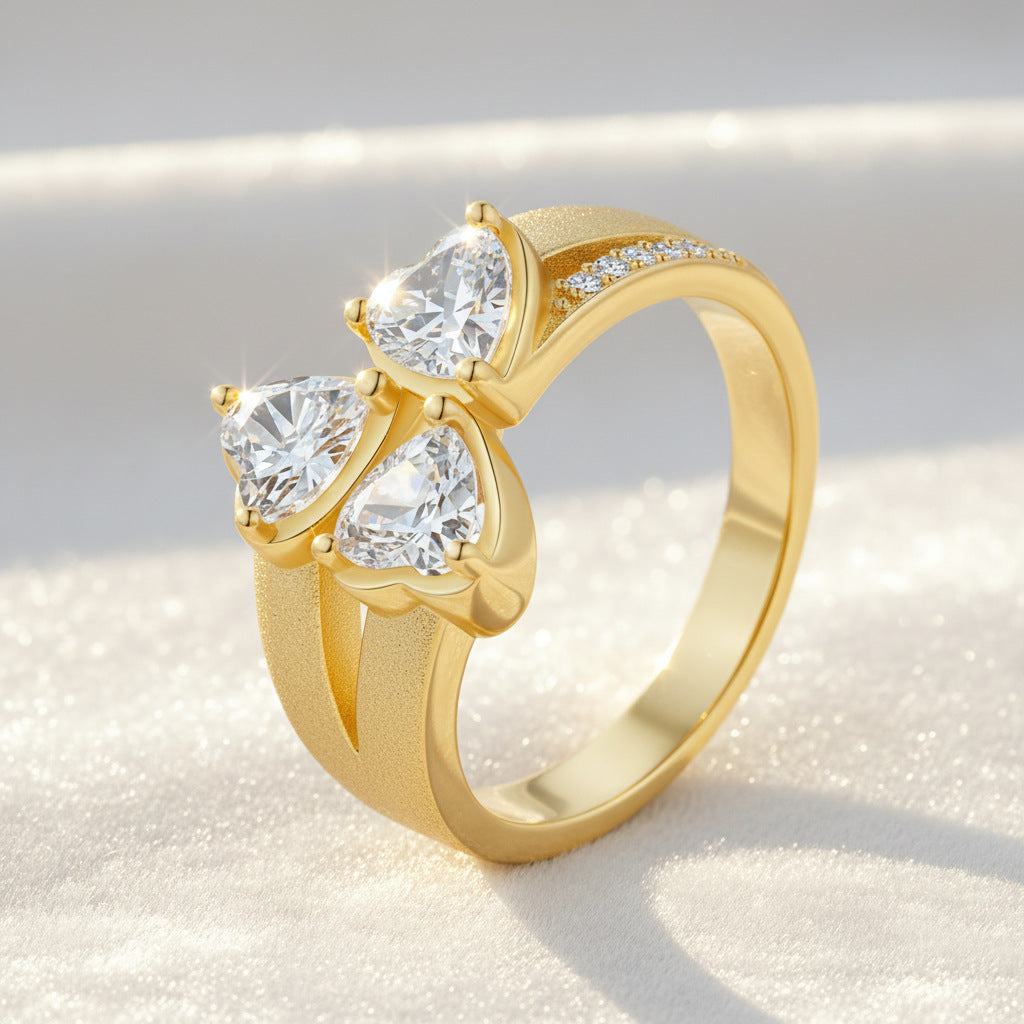 Italian Brushed Heart Moissanite Necklace in 14K Gold Plated 925 Silver | Moisse & Silver Co. | #64 - Moisse & Silver Co.