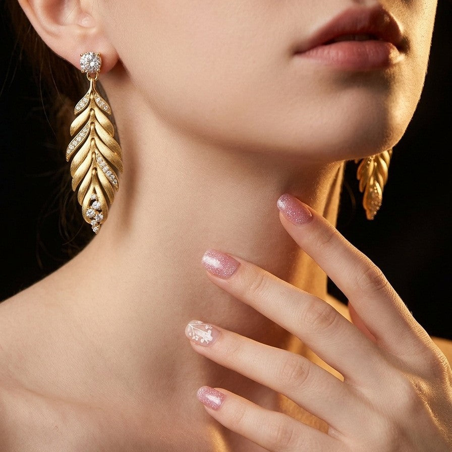 Italian Brushed Luxury Moissanite Earrings - 14K Gold Plated 925 Sterling Silver | MS-G21 in 14K Gold Plated 925 Silver | Moisse & Silver Co. - Moisse & Silver Co.