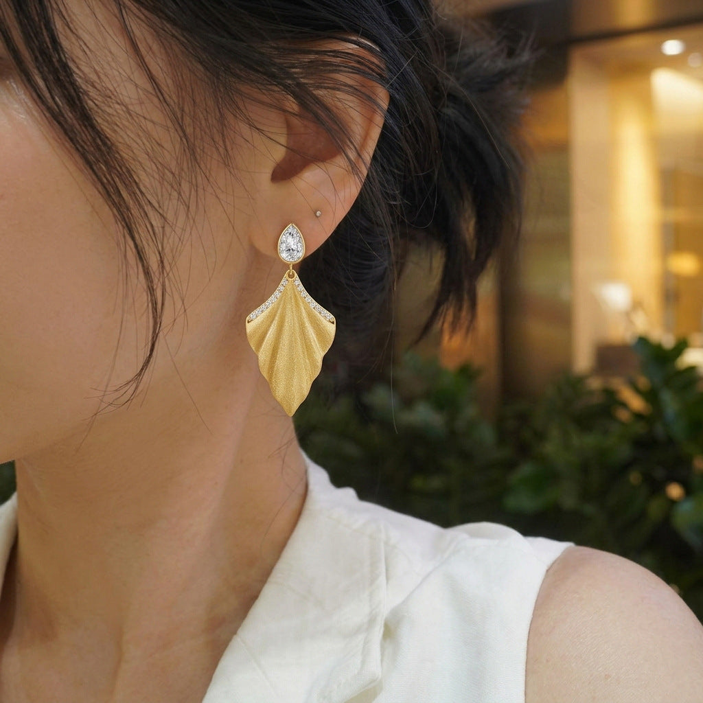 Italian Brushed Vintage Minimalist Luxury Moissanite Earrings - 14K Gold Plated 925 Sterling Silver | MS-G128 in 14K Gold Plated 925 Silver | Moisse & Silver Co. - Moisse & Silver Co.
