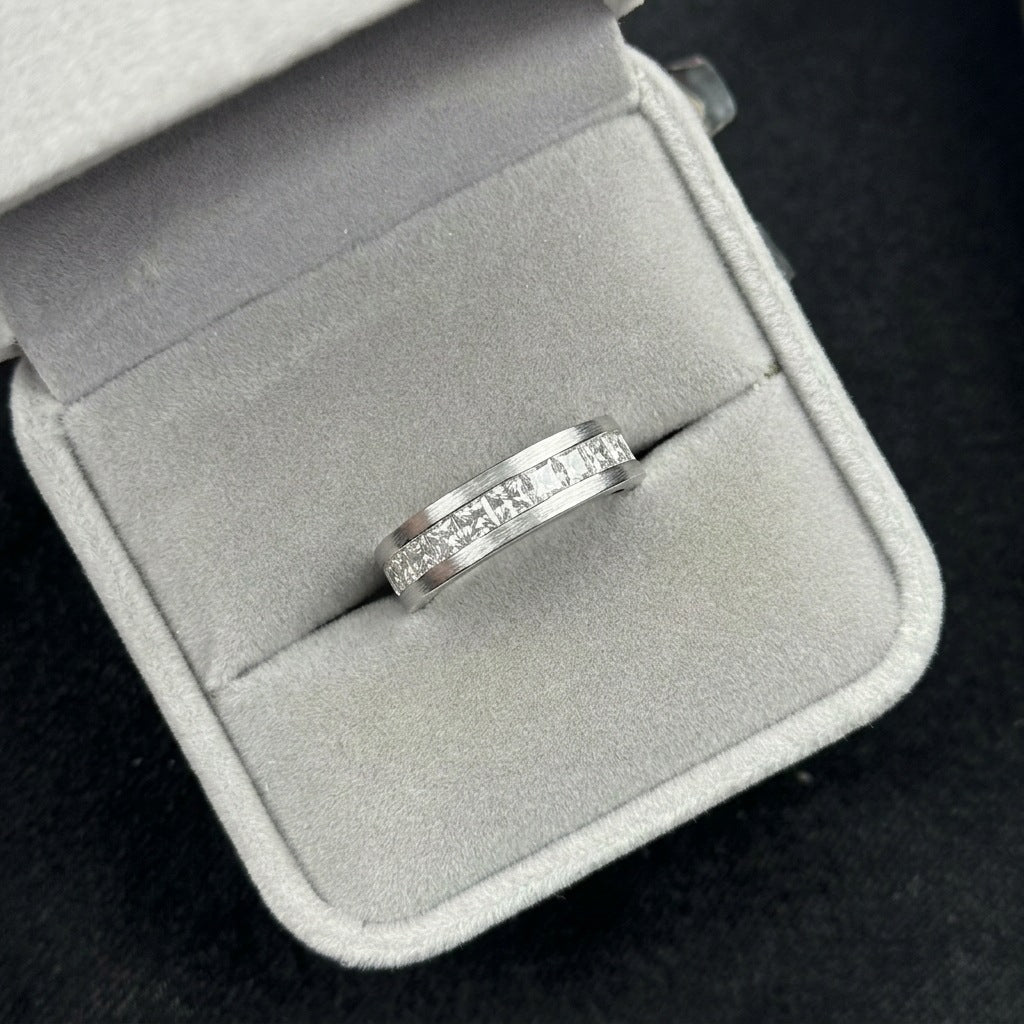Italian Brushed Minimalist Star Moissanite Ring in 14K Gold Plated 925 Silver | Moisse & Silver Co. | #127 - Moisse & Silver Co.