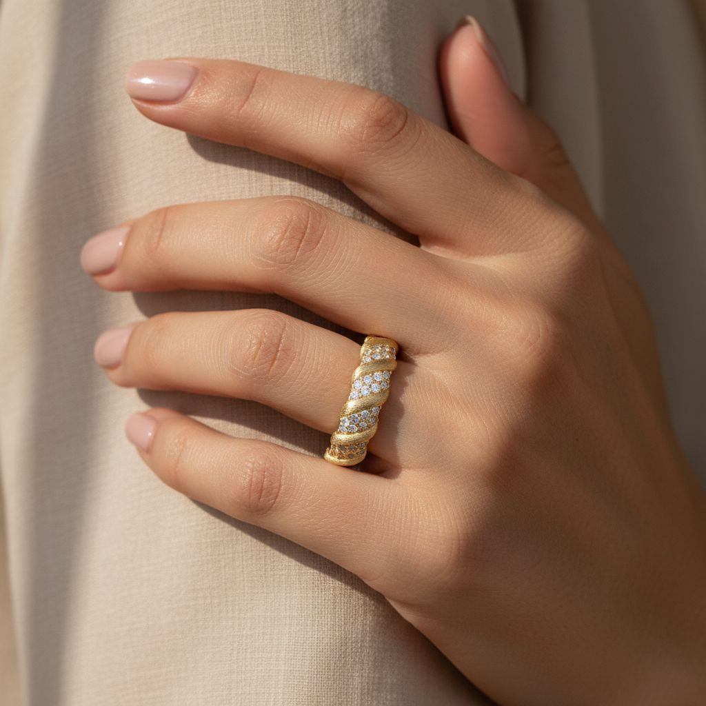 Artisan Crafted Moissanite Ring in 14K Gold Plated 925 Silver | Moisse & Silver Co. | #146 - Moisse & Silver Co.