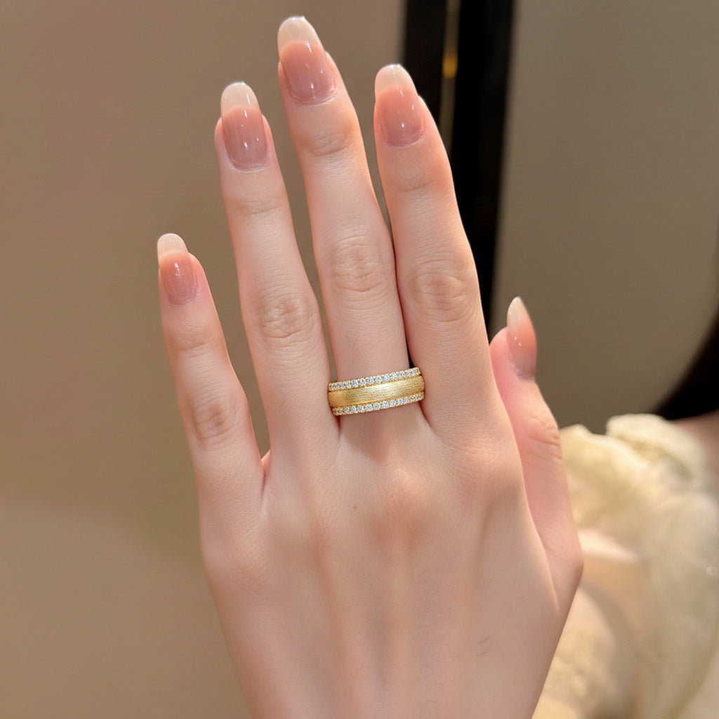 Italian Brushed Vintage Minimalist Luxury Moissanite Ring in 14K Gold Plated 925 Silver | Moisse & Silver Co. | #77 - Moisse & Silver Co.