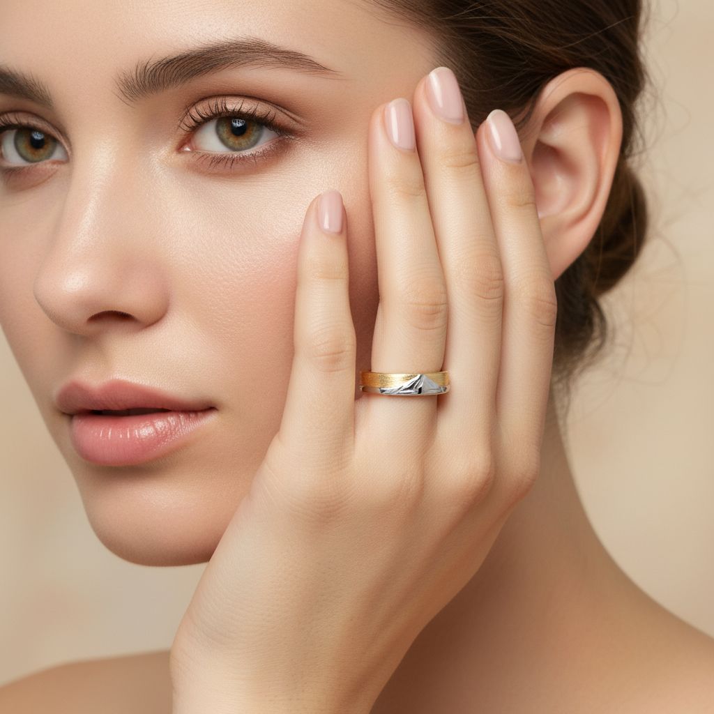 Italian Brushed Moissanite Ring in 14K Gold Plated 925 Silver | Moisse & Silver Co. | #46 - Moisse & Silver Co.
