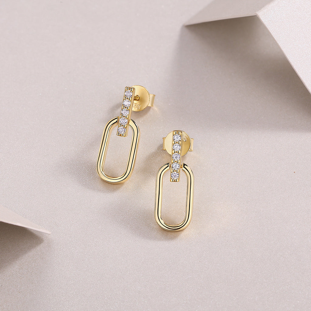 INS Gold Moissanite Earrings - 925 Silver 18K Gold Plated #5 - Moisse & Silver Co.