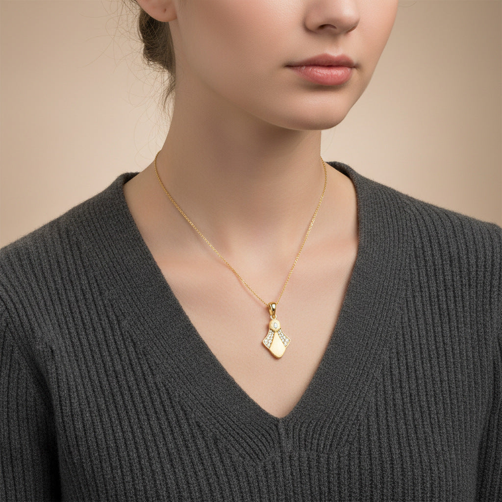 Italian Brushed Vintage Luxury Pear Cut Moissanite Necklace in 14K Gold Plated 925 Silver | Moisse & Silver Co. | #138 - Moisse & Silver Co.