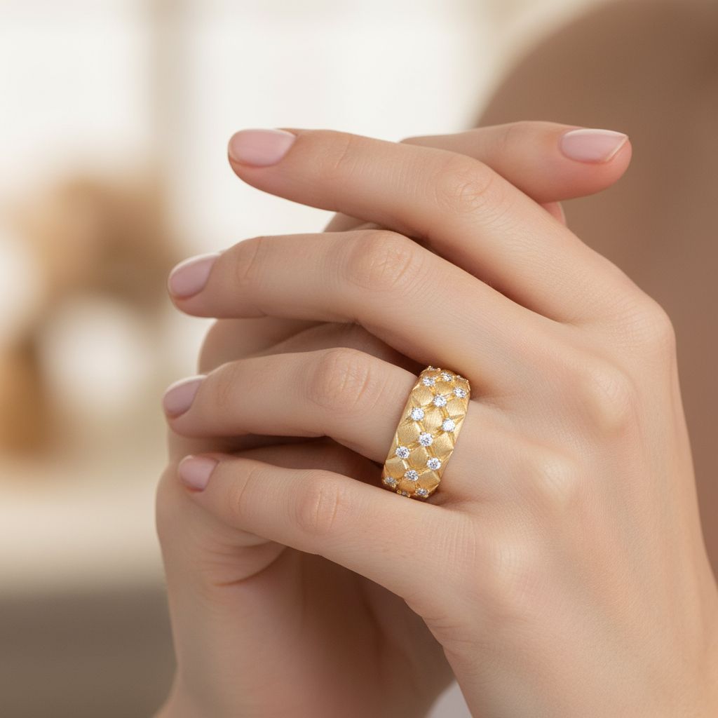 Italian Brushed Minimalist Luxury Moissanite Ring in 14K Gold Plated 925 Silver | Moisse & Silver Co. | #147 - Moisse & Silver Co.