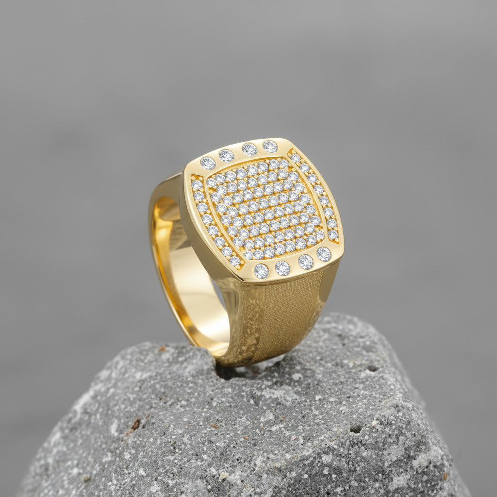 Italian Brushed Radiant Cut Moissanite Ring in 14K Gold Plated 925 Silver | Moisse & Silver Co. | #72 - Moisse & Silver Co.