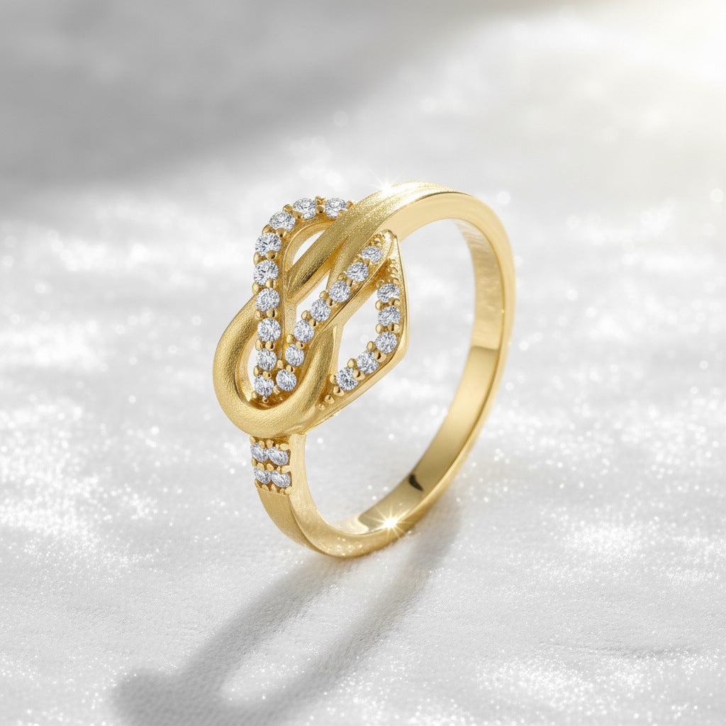 Italian Brushed Heart Moissanite Ring in 14K Gold Plated 925 Silver | Moisse & Silver Co. | #60 - Moisse & Silver Co.