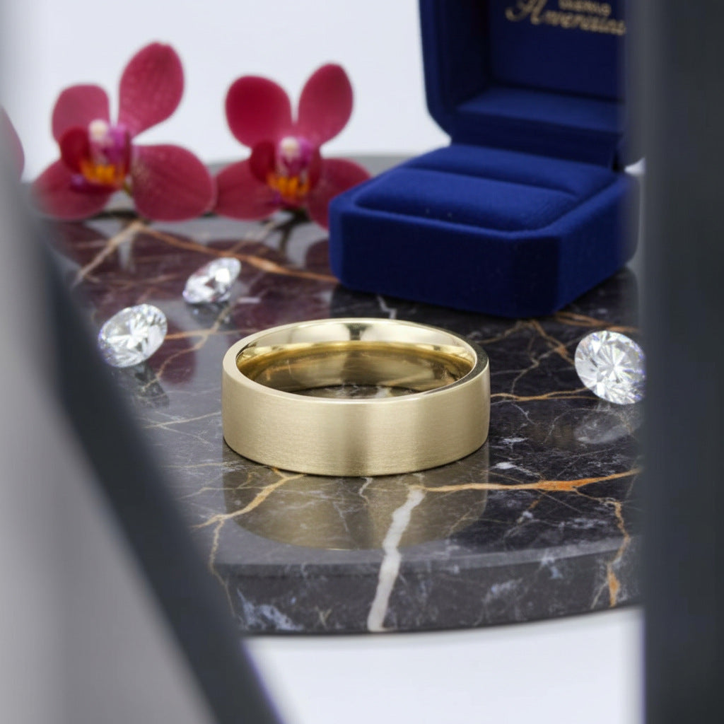 Italian Brushed Luxury Moissanite Ring in 14K Gold Plated 925 Silver | Moisse & Silver Co. | #48 - Moisse & Silver Co.