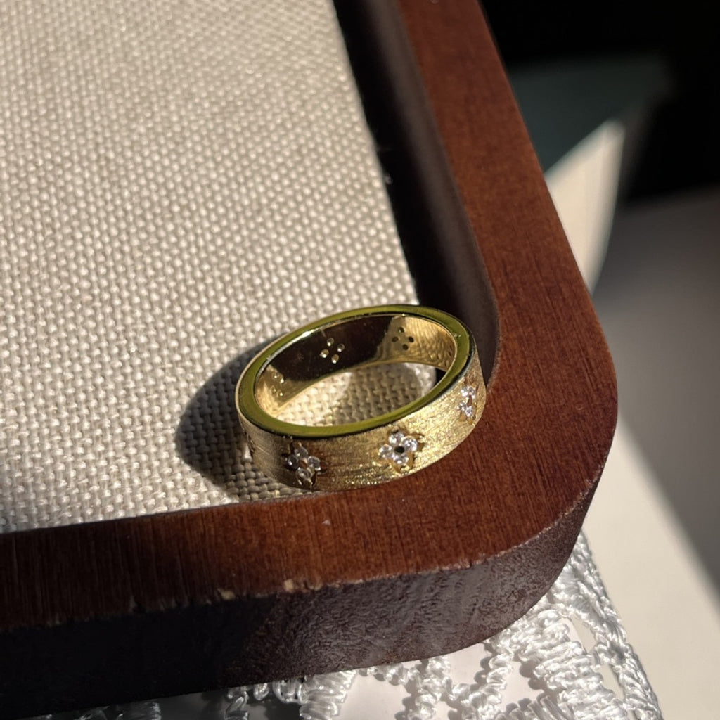 Italian Brushed Minimalist Star Moissanite Ring in 14K Gold Plated 925 Silver | Moisse & Silver Co. | #10 - Moisse & Silver Co.