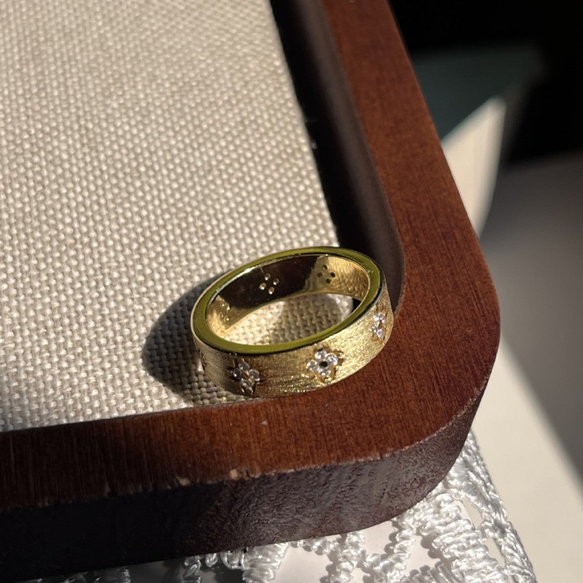 Italian Brushed Minimalist Star Moissanite Ring in 14K Gold Plated 925 Silver | Moisse & Silver Co. | #10 - Moisse & Silver Co.