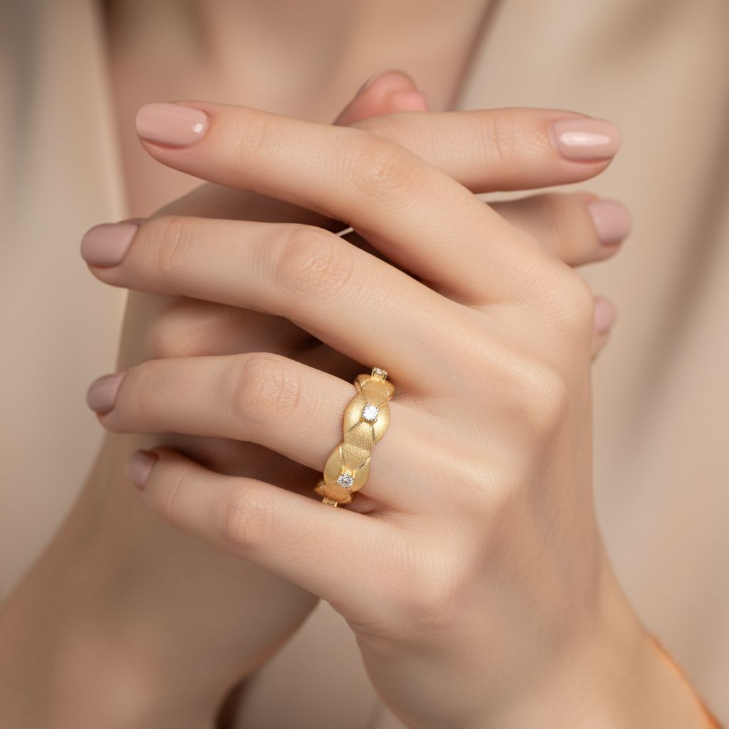 Italian Brushed Luxury Moissanite Ring in 14K Gold Plated 925 Silver | Moisse & Silver Co. | #149 - Moisse & Silver Co.