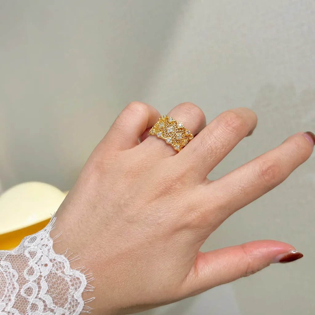 Italian Brushed Vintage Moissanite Ring in 14K Gold Plated 925 Silver | Moisse & Silver Co. | #122 - Moisse & Silver Co.